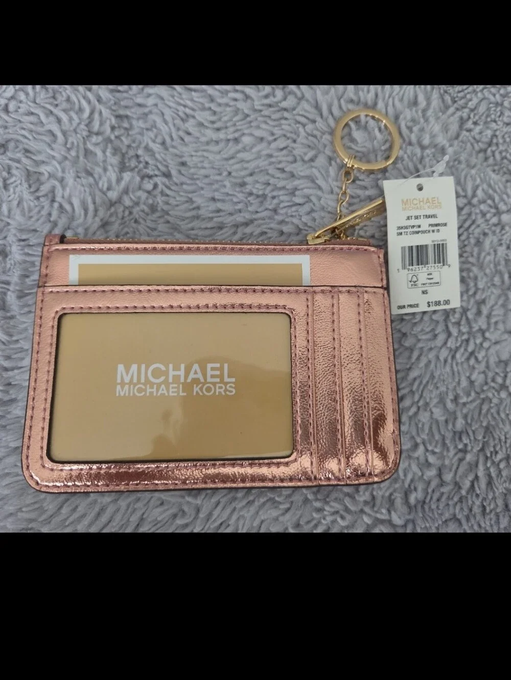 Michael Kors Metallic Rose Gold Card Wallet with Keyring